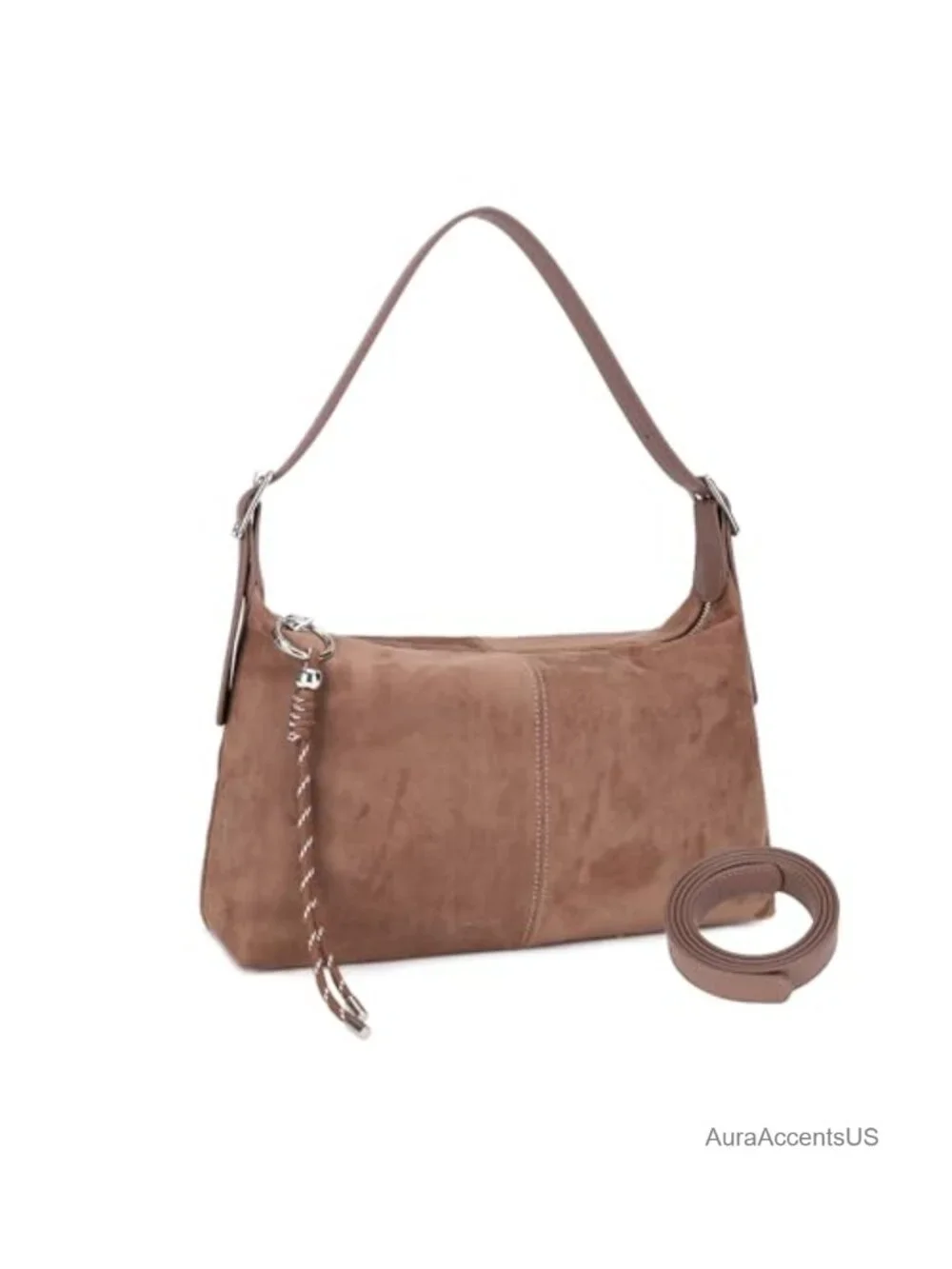 Slouchy Vegan Suede Shoulder Bag Crossbody with Adjustable Strap